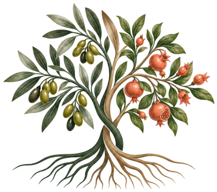 Logo Dott. Felice Tursi: albero di ulivo e melograno